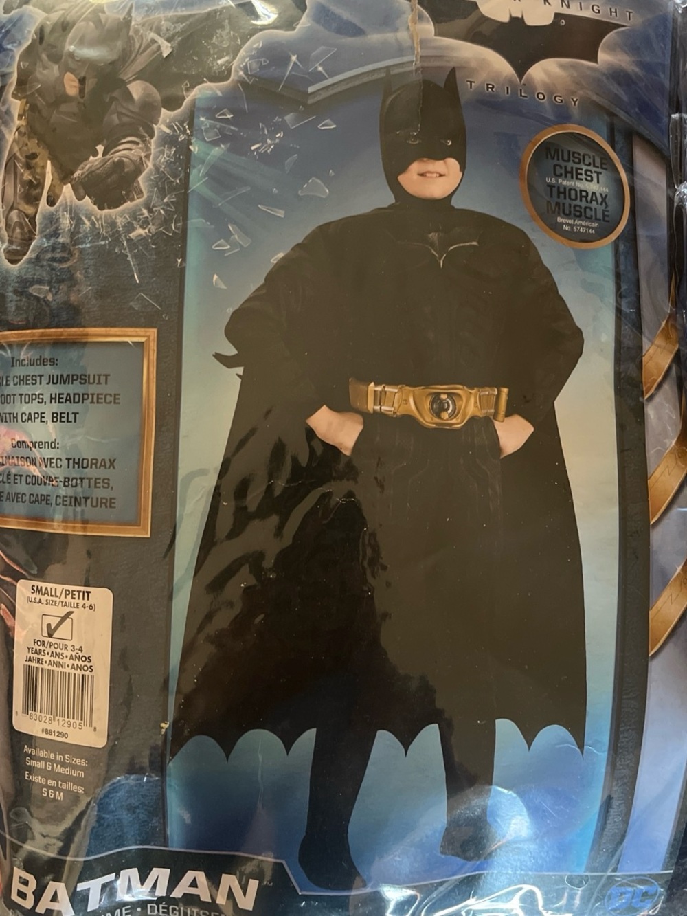 Batman Black Superhero Costume with Gold Belt